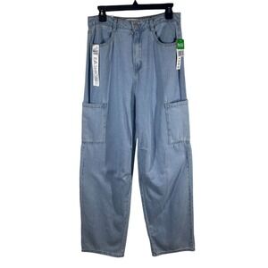 Tinseltown Hi-Rise Baggy Jeans‎ Women's Size 7 Wide Leg Cargo Pockets Pants NEW